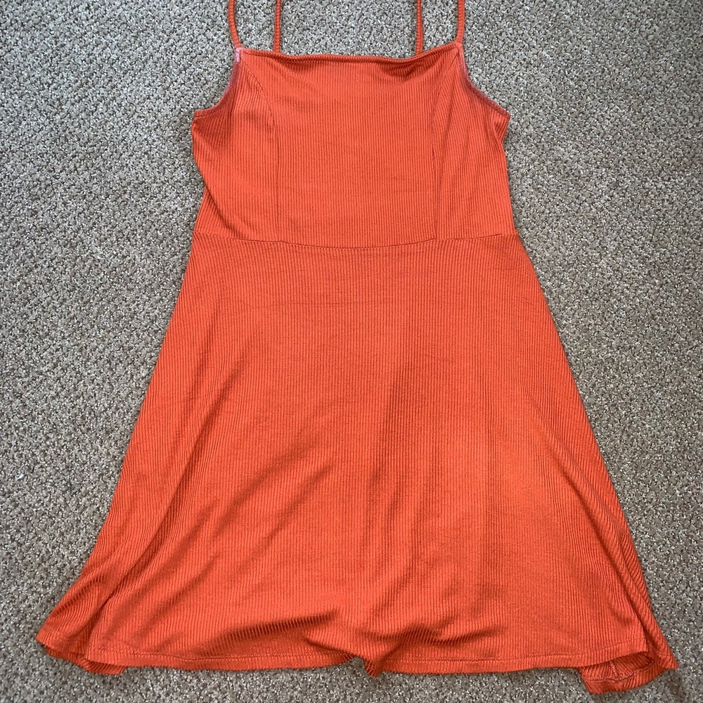 Burnt orange fit and flare dress
